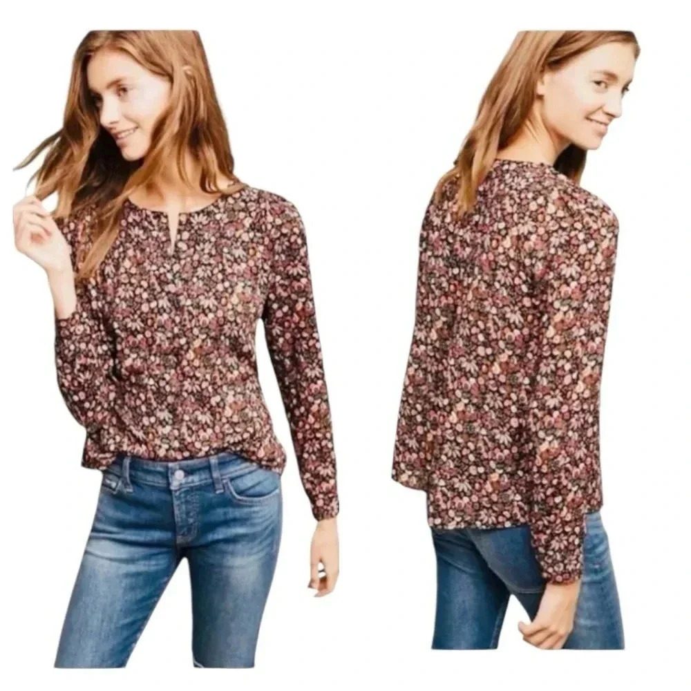 ANTHROPOLOGIE MAEVE | Dirty Floral Button Down Blouse Size M